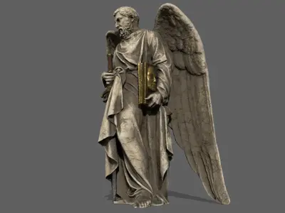 Old Man Statue Low-poly 3D model 4