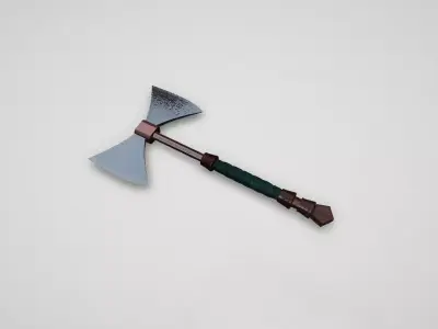 Game asset Silver Double-Headed Axe 3D model