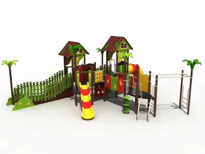 Kids outdoor commercial play structure 3D model 3D model 24