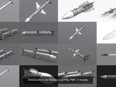 America Air to Air Missiles Low-Poly PBR 3D Model Pack