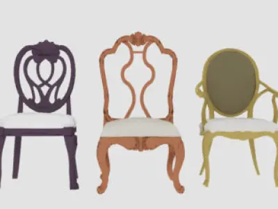 Antique Chairs Low-poly 3D model
