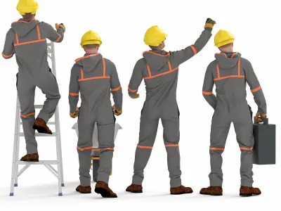 Construction Worker Character - Not rigged Low-poly 3D model