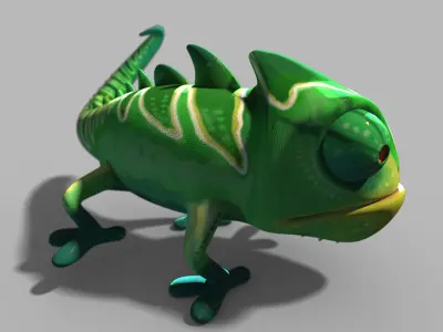 Cartoon chameleon lizard 3D model