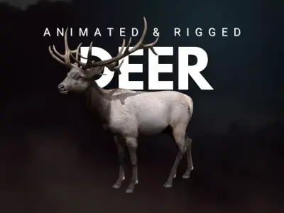 Deer Animated and Rigged  Low-poly 3D model