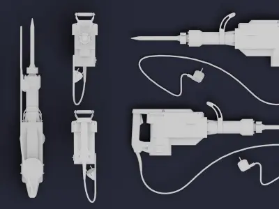 Jackhammer two electric drills Low-poly 3D model