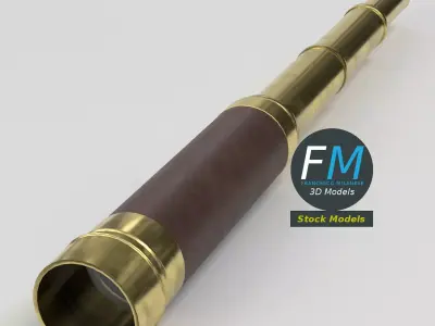 Collapsible Brass Spyglass Telescope 3D model