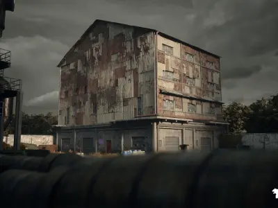 Abandoned Industrial Factory Environment Low-poly 3D model