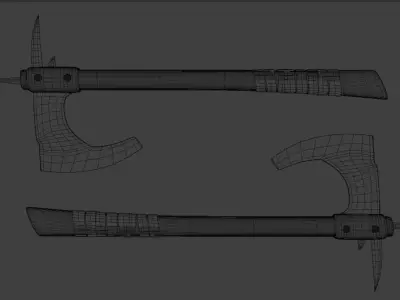 Medieval Axe Low-poly 3D model 7