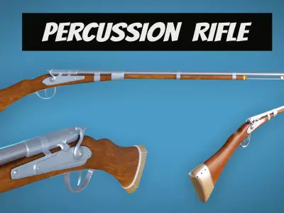 Percussion Rifle LowPoly Firearm  3D Model Low-poly 3D model