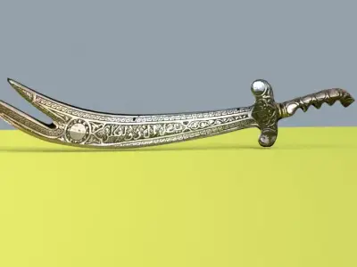 Low Poly Arabic Islamic Religious Shia Sword Zulfiqar Low-poly 3D model