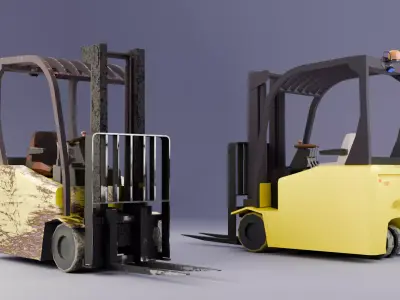 LowPoly Forklift Pack Clean and Rusty Variants  Low-poly 3D model
