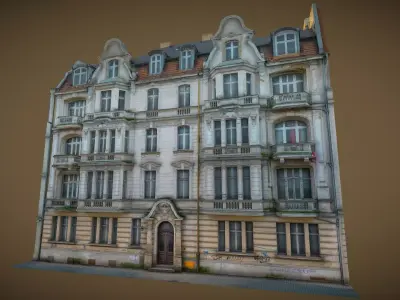 Facade of an Art Nouveau tenement house 02 3D model