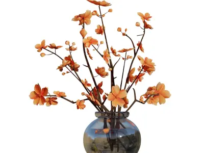 ORANGE BOUQUET in a Glass Vase Free 3D model