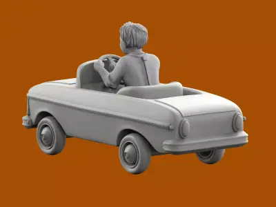 Boy in Toy Car STL  Scale  Kids Vehicle Figurine Diorama   3D print model