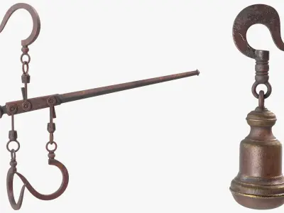 Antique Roman Steelyard Balance Scale 3D model
