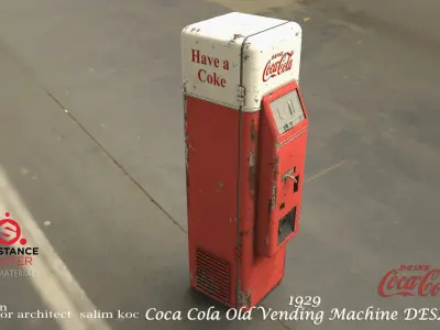 Coca Cola  Old  Middle   Vending Machine  design   Low-poly 3D model