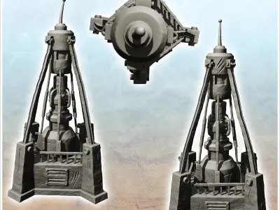 Relay station on platform with broadband antenna -11- 3D print model