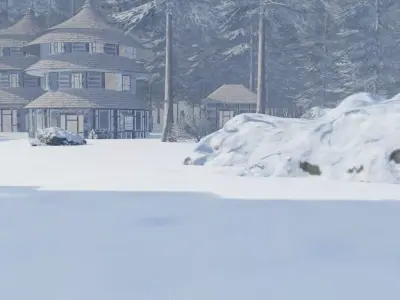 Winter Village By The Water 3D model