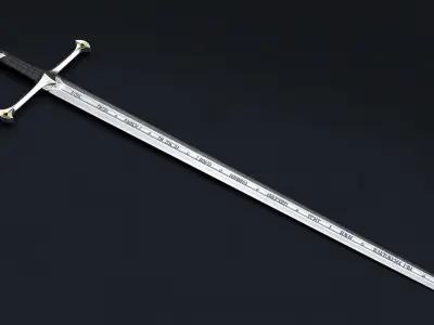 Anduril - The sword of Aragorn - Lord of the Rings  Low-poly 3D model
