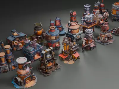Stylized Blacksmith Set 2 3D model