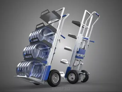 MOTORIZED HAND TRUCK ROLLING GALLON MINERAL WATER HOLDER BARROW 3D model