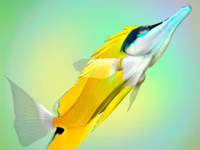 Fish Forcipiger Flavissimus Low-poly 3D model