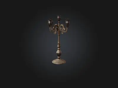 Old Candleholder Model Low-poly 3D model