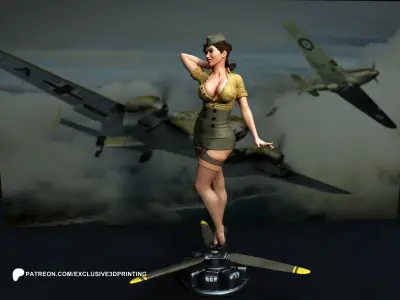 Army Pilot Pin-Up Girl 3D print model