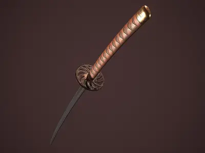 Game ready Katana samurai sword Free low-poly 3D model