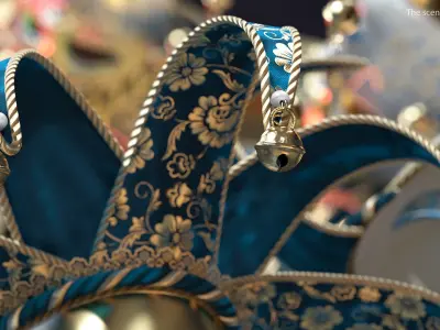 Blue Venetian Full Face Masquerade Mask 3D model