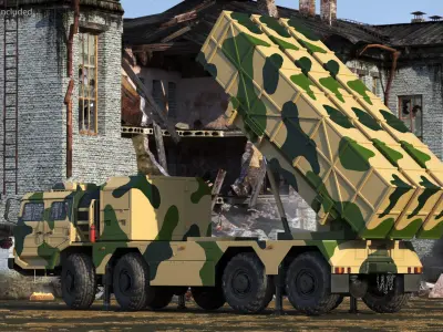 Chinese MLRS WS-2D Sand Camouflage Rigged for Maya 3D model