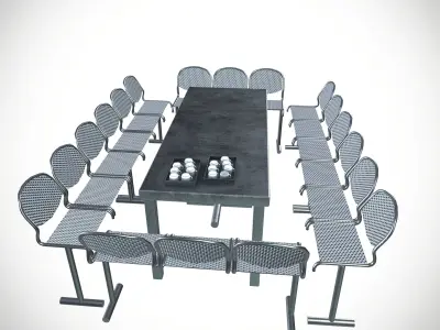 Factory dining setup Low-poly 3D model