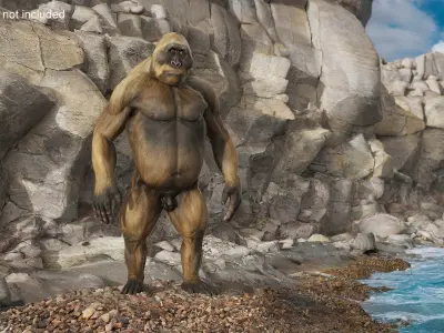 Big Ape Gigantopithecus in Standing Pose 3D model