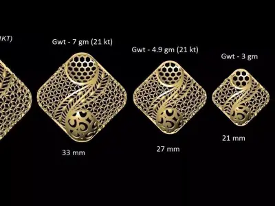 VR-PND2150 gold ring size chart 3D print model