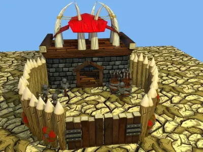 Stylized Orc Town - Barracks Low-poly 3D model