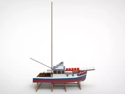 Building Fishing Vessel Low-poly 3D model