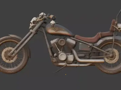 Longhorn Desert Nomad Motorcycle model Low-poly 3D model