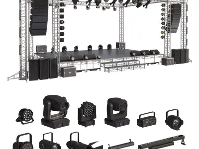 Prefabricated stage with equipment 3D model