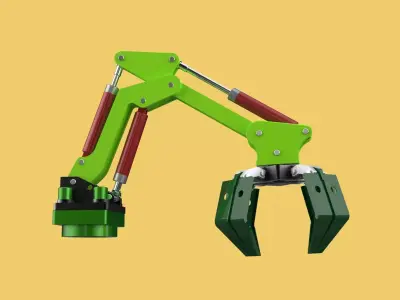 LINK HYDRAULIC THUMB KNUCKLE BOOM ARM CRANE LIFTING ATTACHMENT 3D model