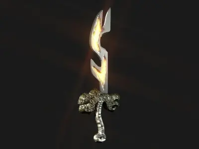 Fantasy beast flame sword Low-poly 3D model