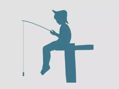 Low Poly Fishing Boy Silhouette Decorative Object Low-poly 3D model
