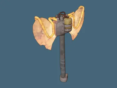 Axe Post-Apocalyptic style Low-poly 3D model