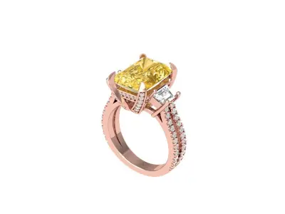 Radiant 3 Stone Art deco Ring  3D print model