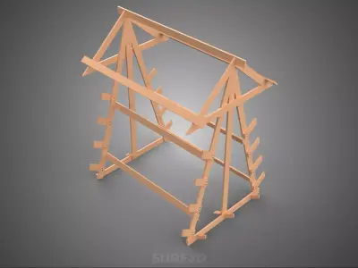 WOODEN WOOD STAND FRAME DISPLAY RACK STORAGE ARM SHELF DIY UNIT 3D model