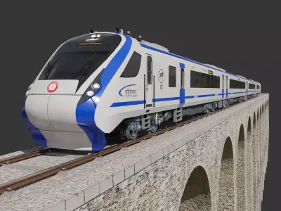 Vande Bharat Train Express Low-poly 3D model
