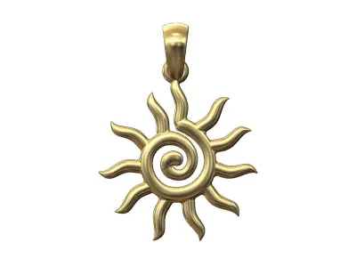 Sun scroll burst pendant charm with bail 3D print model