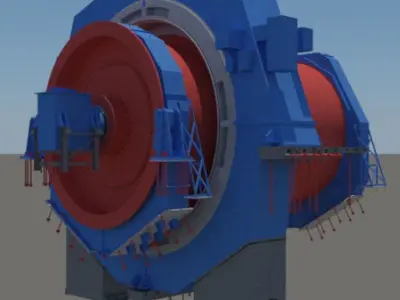 BallMill-Polysius 7-9m dia x 12-4m 3D model