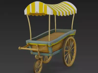 Pixar style cartoony fruit cart 3D model