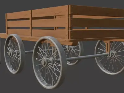 Wooden Cart 3D Model 3D model purchase