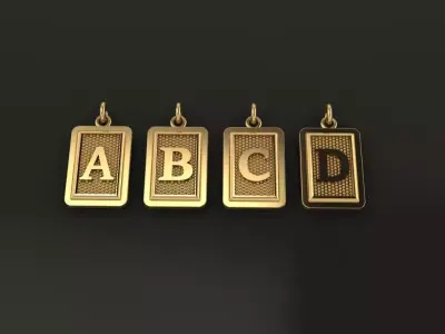 Antique Vintage Style Box Rectangle Letter Frame Pendant STYLE 3 3D print model